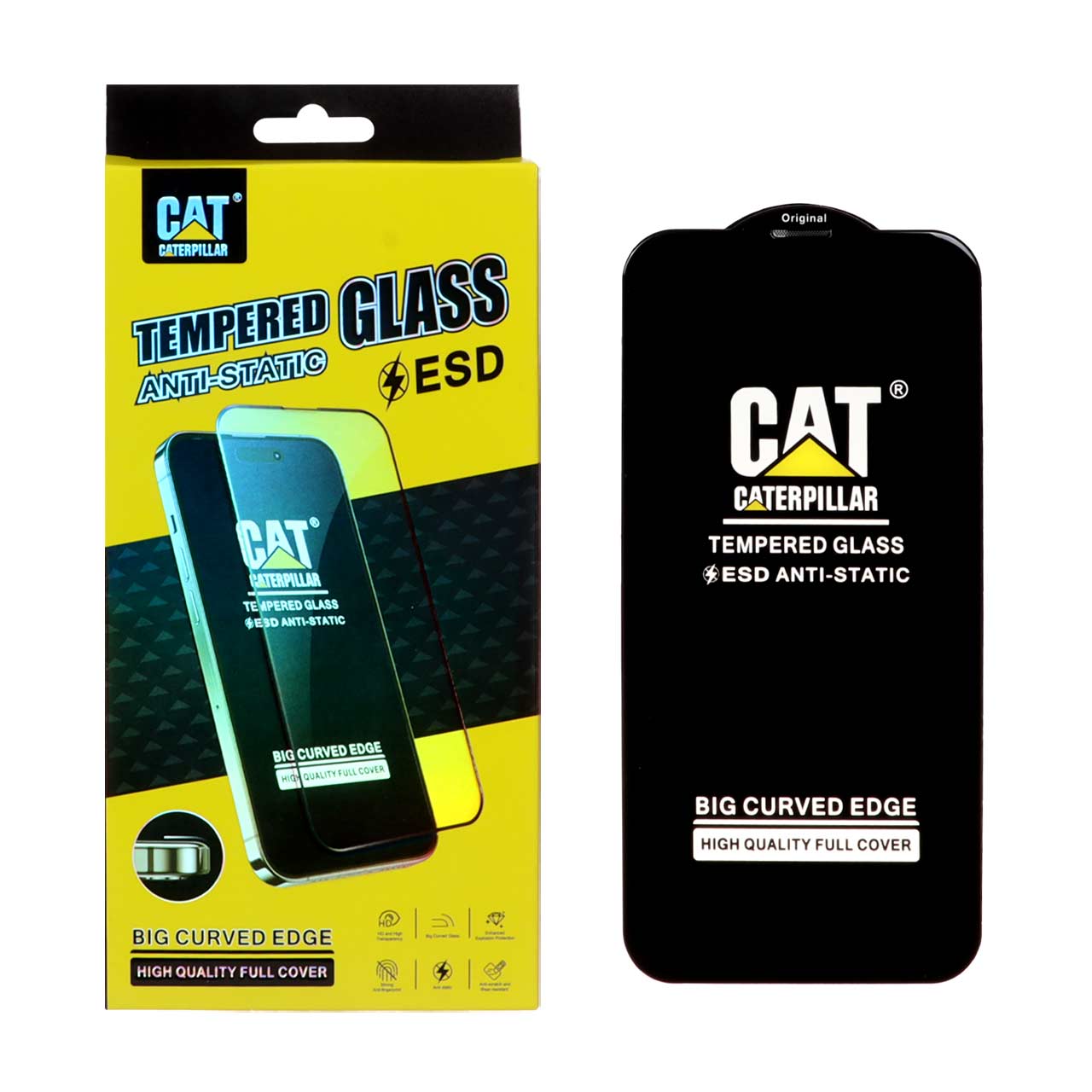 محافظ صفحه نمایش شیشه ای Anti Static - ESD Caterpillar مدل Apple iPhone 13 Pro Max / 14 Plus - مشکی (پک دار)